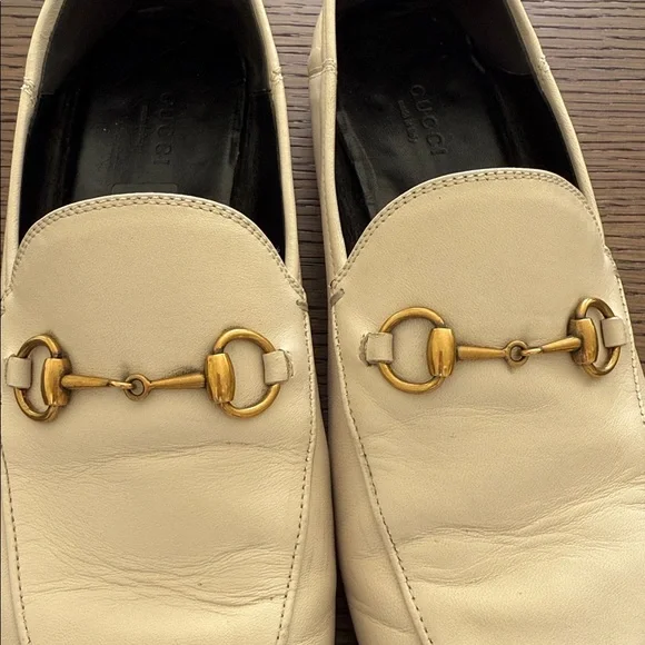 Gucci Brixton Women’s Ivory Leather Horsebit Loafers 39.5. - Picture 7 of 10